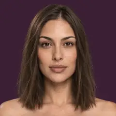 The AI-generated woman before, with straight shoulder-length hair