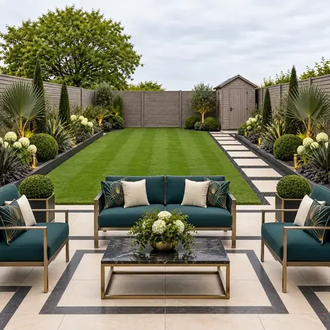 AI-generated garden restyled art deco